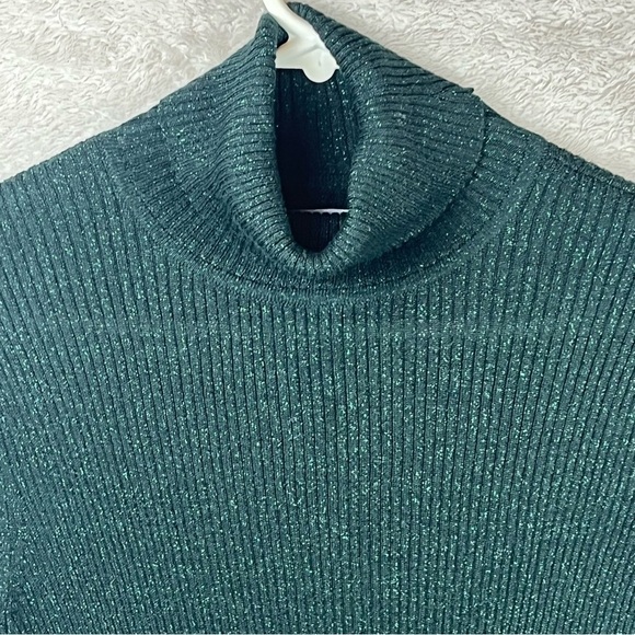 RUFF HEWN Emerald Green Very Stretchy Turtleneck Metalic Threads Medium - Picture 7 of 14
